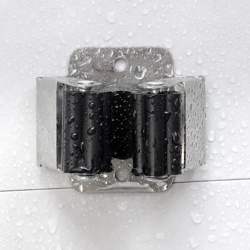 10/1x Stainless Steel Mop Broom Holder Wall Mounted Rust-Resistant Storage Hooks Bathroom Kitchen Garden Tools Organization Rack