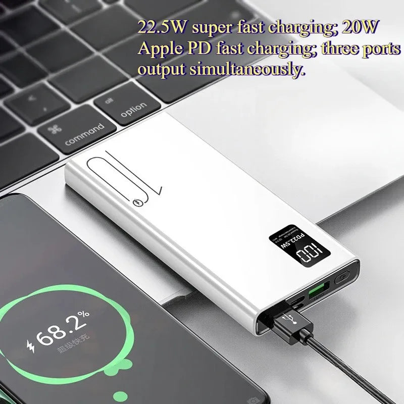 200000mAh 22.5W Power Bank Fast Charging Power Bank High Capacity External Battery Hot Digital Display