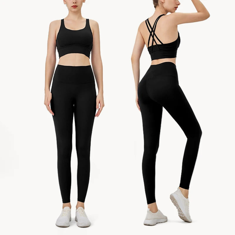 2 Piece Fitness Suit Yoga Clothes Women's Tracksuit Quick Dry Set Breathable Fitness Clothing Sports Bra Leggings Suit