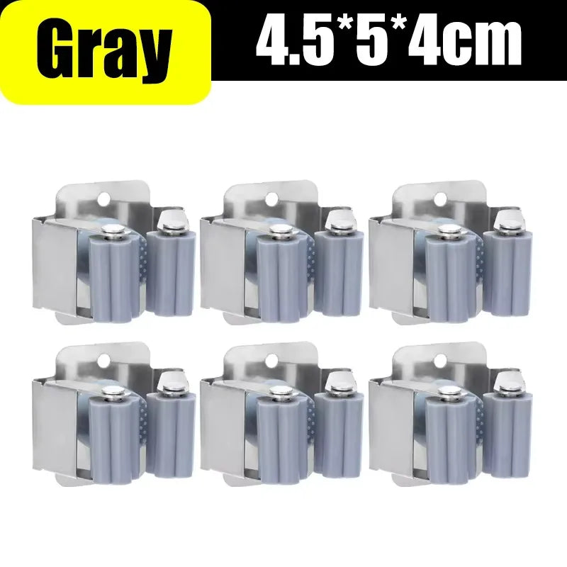 10/1x Stainless Steel Mop Broom Holder Wall Mounted Rust-Resistant Storage Hooks Bathroom Kitchen Garden Tools Organization Rack