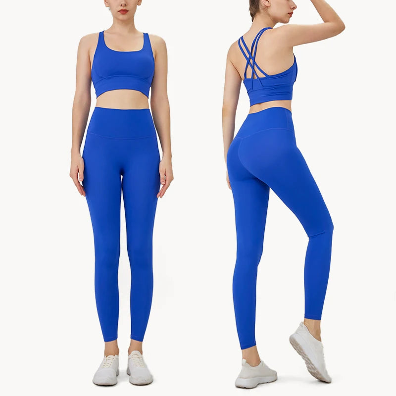 2 Piece Fitness Suit Yoga Clothes Women's Tracksuit Quick Dry Set Breathable Fitness Clothing Sports Bra Leggings Suit