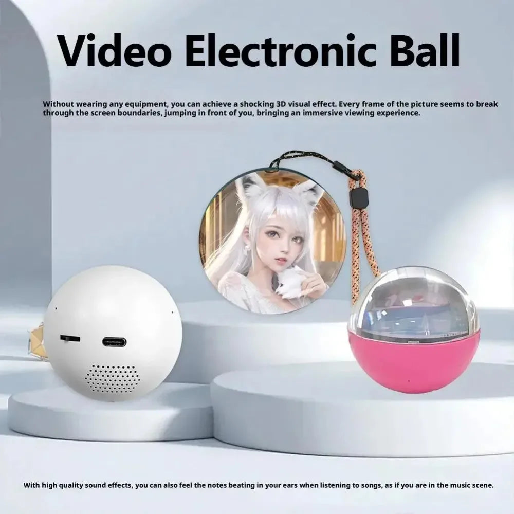 3D Video Crystal Ball Memory sphere Art Glass Ball Lamp Spherical Pixel Display 2.7 inch Screen 4GB Videos Player Spherical Gift