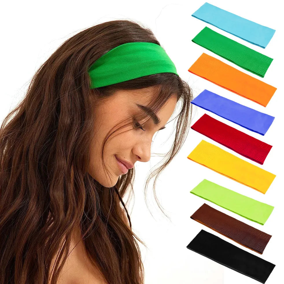 2PCS/Set Hair Band Solid Running Absorb Sweat Headband For Women Men Fitness Gym Make Up Hair Accessories Headwrap