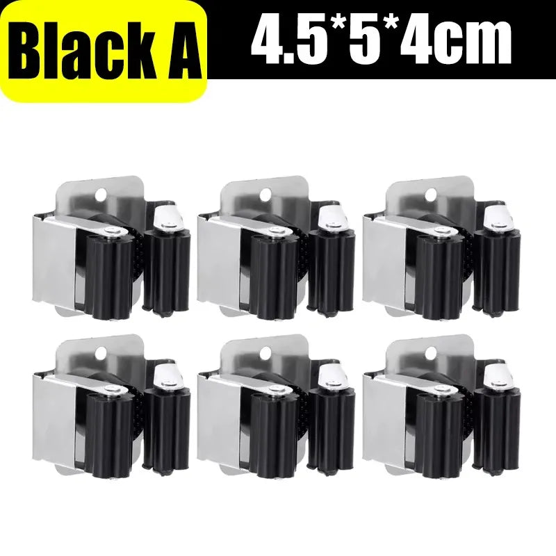 10/1x Stainless Steel Mop Broom Holder Wall Mounted Rust-Resistant Storage Hooks Bathroom Kitchen Garden Tools Organization Rack