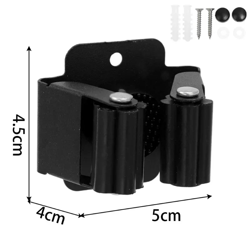 10/1x Stainless Steel Mop Broom Holder Wall Mounted Rust-Resistant Storage Hooks Bathroom Kitchen Garden Tools Organization Rack