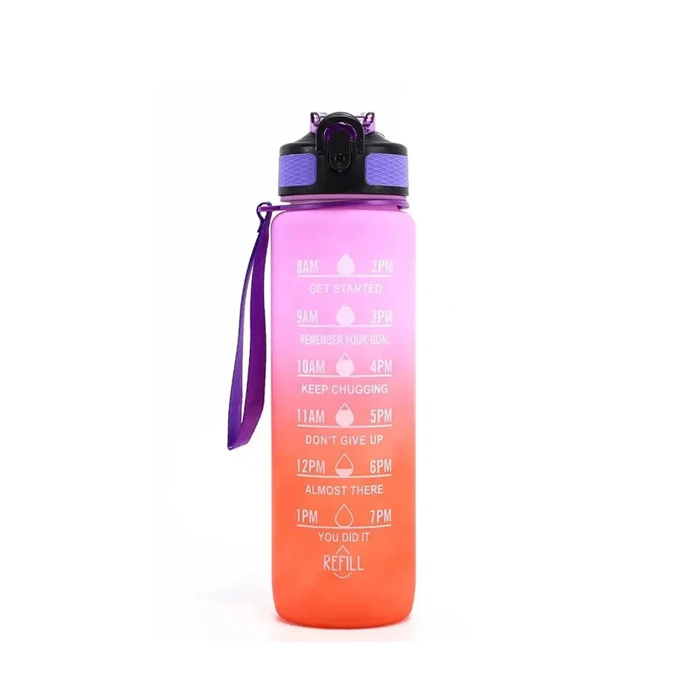 32 oz Motivational Water Bottles with Times Marker to Drink and Straw Leakproof Drinking Sports Mug for Fitness, Gym & Outdoo