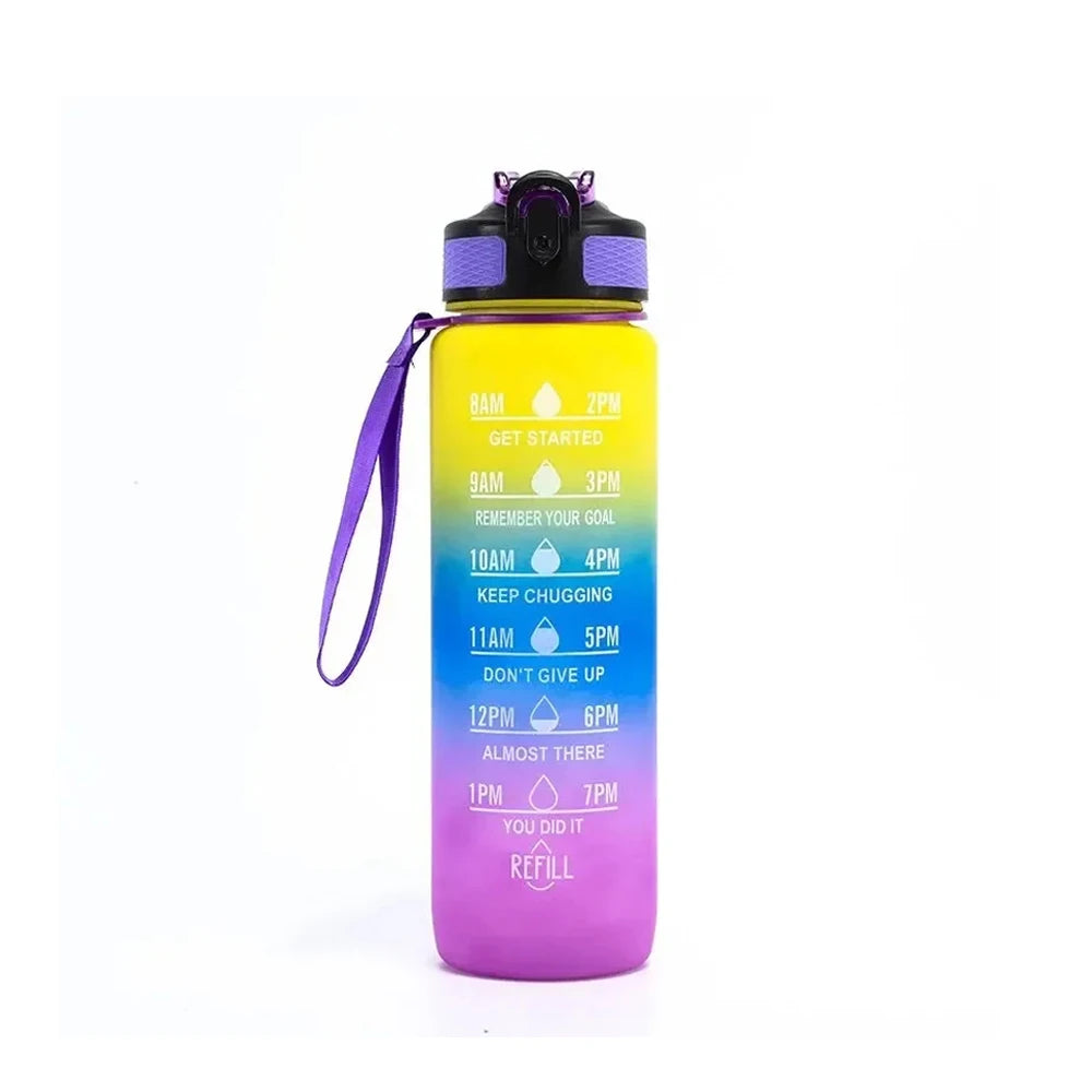 32 oz Motivational Water Bottles with Times Marker to Drink and Straw Leakproof Drinking Sports Mug for Fitness, Gym & Outdoo