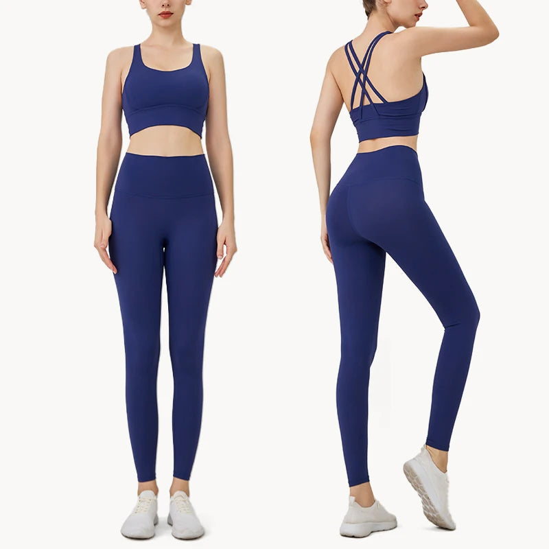 2 Piece Fitness Suit Yoga Clothes Women's Tracksuit Quick Dry Set Breathable Fitness Clothing Sports Bra Leggings Suit