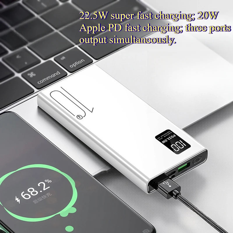 200000mAh 22.5W Power Bank Fast Charging Power Bank High Capacity External Battery Hot Digital Display