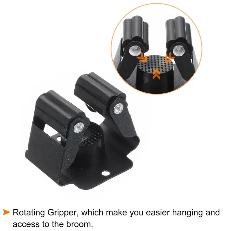 10/1x Stainless Steel Mop Broom Holder Wall Mounted Rust-Resistant Storage Hooks Bathroom Kitchen Garden Tools Organization Rack