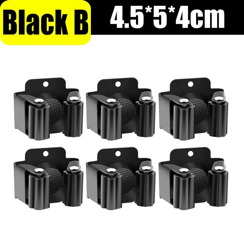 10/1x Stainless Steel Mop Broom Holder Wall Mounted Rust-Resistant Storage Hooks Bathroom Kitchen Garden Tools Organization Rack