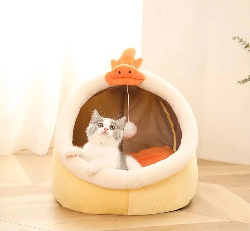 Deep Sleep Cat Bed Cartoon Pet Bed Foldable Removable Washable Pet Sleeping Bed for Small Dog Mat Bag Cave Cats Bed