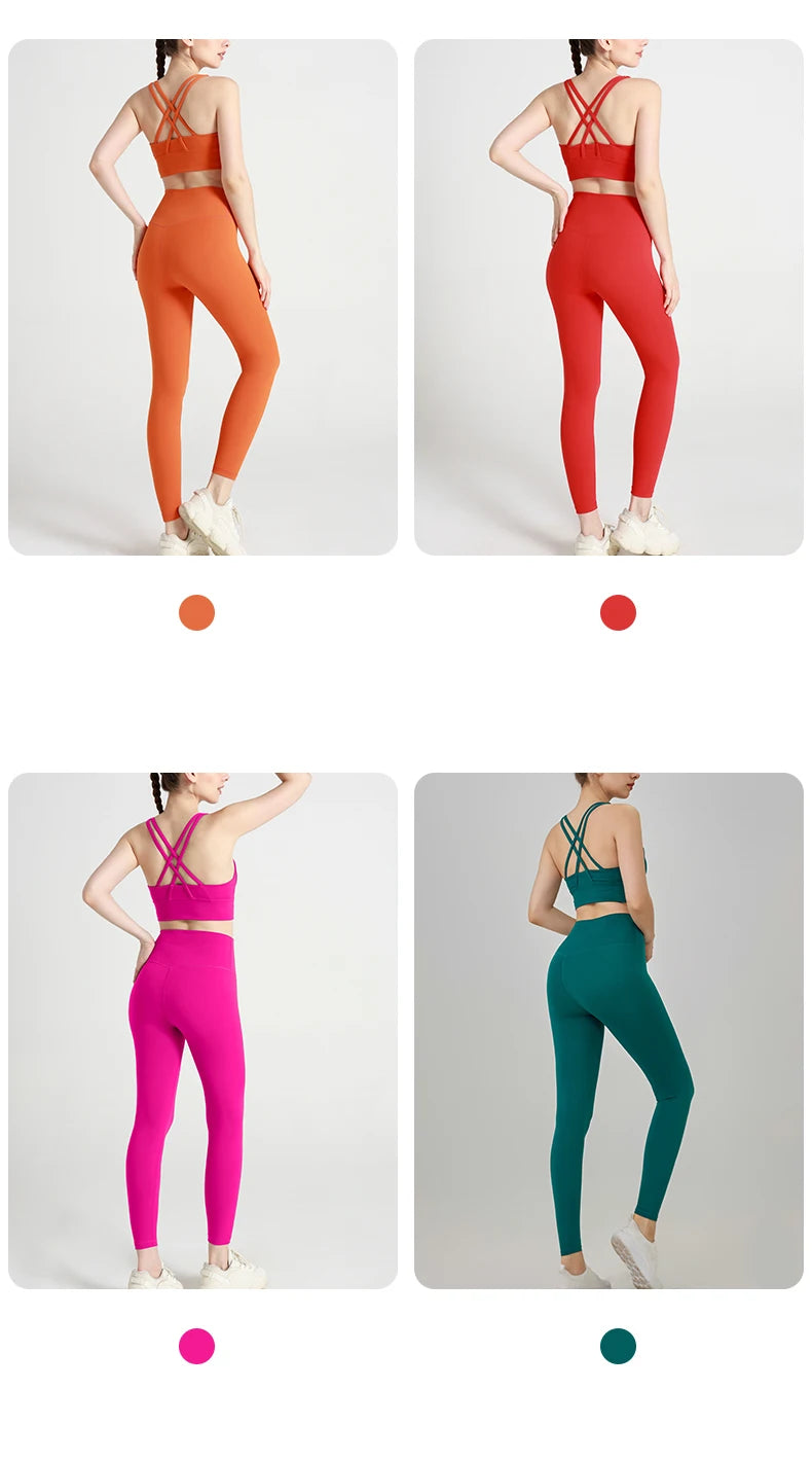 2 Piece Fitness Suit Yoga Clothes Women's Tracksuit Quick Dry Set Breathable Fitness Clothing Sports Bra Leggings Suit