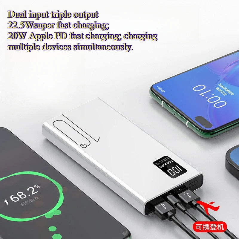 200000mAh 22.5W Power Bank Fast Charging Power Bank High Capacity External Battery Hot Digital Display