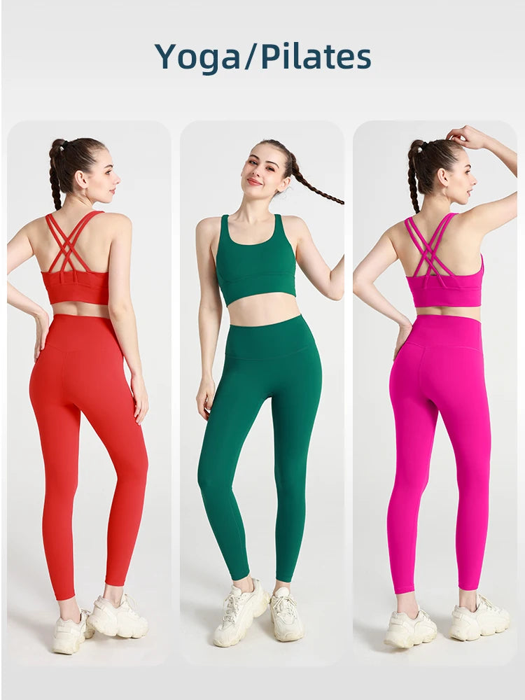 2 Piece Fitness Suit Yoga Clothes Women's Tracksuit Quick Dry Set Breathable Fitness Clothing Sports Bra Leggings Suit